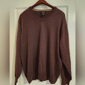 Jos. A. Bank Men's Chocolate Merino Wool V-Neck Sweater-Size XL